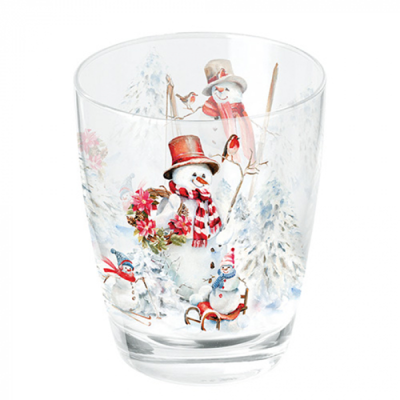 sporty snowman waterglas